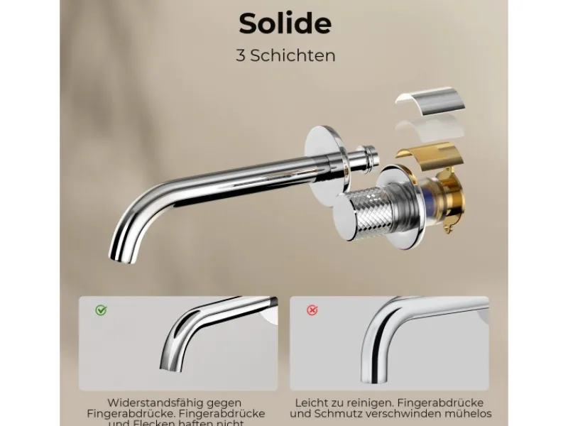 Einhebelmischer<Emke Waschtischarmatur Unterputz für Wandmontage Chrom Wasserhahn Badarmatur