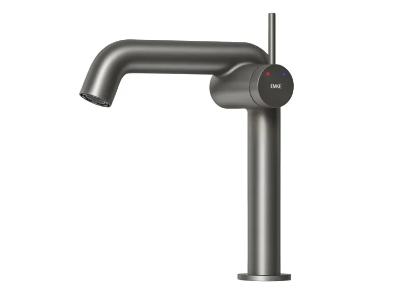 Einhebelmischer<Emke Wasserhahn Bad 222 x 200 x 76 mm Anthrazit Matt Wasserhahn Waschtischarmatur Mischbatterie