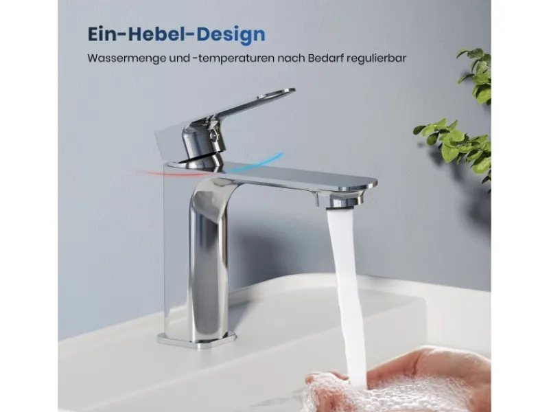 Emke Wasserhahn Bad 166 x 152 x 45 mm Chrom Waschtischarmatur Mischbatterie Waschbecken< Einhebelmischer