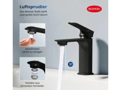 Online Emke Wasserhahn Bad 166 x 152 x 45 mm Schwarz Matt Waschtischarmatur Mischbatterie Waschbecken