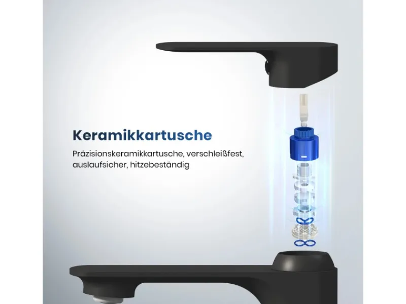 Online Emke Wasserhahn Bad 166 x 152 x 45 mm Schwarz Matt Waschtischarmatur Mischbatterie Waschbecken