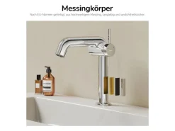 Emke Wasserhahn Bad 222 x 200 x 76 mm Chrom Wasserhahn Waschtischarmatur Mischbatterie< Einhebelmischer