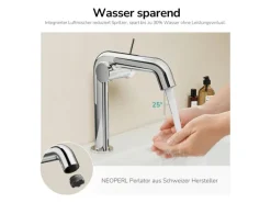 Emke Wasserhahn Bad 222 x 200 x 76 mm Chrom Wasserhahn Waschtischarmatur Mischbatterie< Einhebelmischer