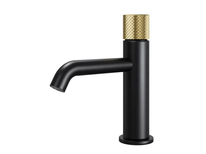 Einhebelmischer<Emke Wasserhahn Bad Waschtischarmatur 181 x 166 x 50 mm Schwarz Matt Gold Gebürstet Mischbatterie