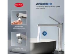 Emke Wasserhahn Waschbeckenarmaturen 335 x 233 x 46 mm Verchromt Mischbatterie Küchenarmatur mit Luftsprudler< Zubehör Für Küchenarmatur|Einhebelmischer