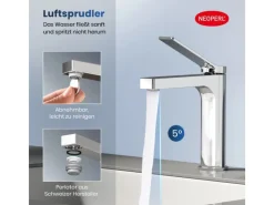 Einhebelmischer<Emke Wasserhahn Waschbeckenarmaturen 195 x 173 x 46 mm Verchromt Mischbatterie Küchenarmatur mit Luftsprudler