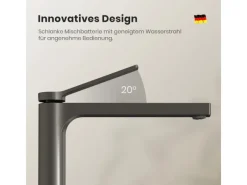 Einhebelmischer|Zubehör Für Küchenarmatur<Emke Wasserhahn Waschbeckenarmaturen 335 x 233 x 46 mm Anthrazit Mischbatterie Küchenarmatur mit Luftsprudler
