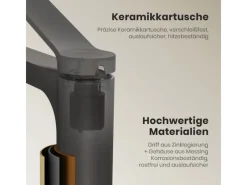 Einhebelmischer|Zubehör Für Küchenarmatur<Emke Wasserhahn Waschbeckenarmaturen 335 x 233 x 46 mm Anthrazit Mischbatterie Küchenarmatur mit Luftsprudler