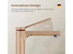 Emke Wasserhahn Waschbeckenarmaturen 195 x 173 x 46 mm Rosengold Mischbatterie Küchenarmatur mit Luftsprudler< Zubehör Für Küchenarmatur|Einhebelmischer