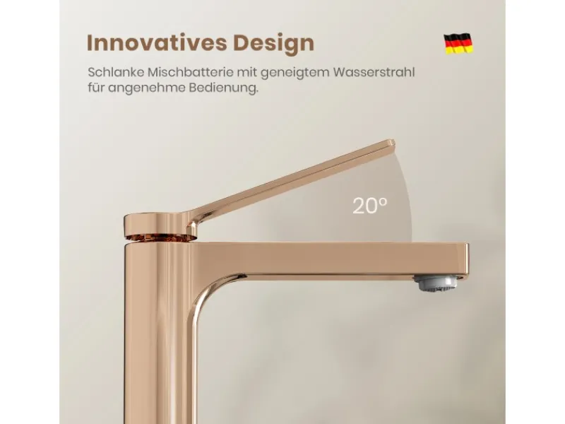 Emke Wasserhahn Waschbeckenarmaturen 195 x 173 x 46 mm Rosengold Mischbatterie Küchenarmatur mit Luftsprudler< Zubehör Für Küchenarmatur|Einhebelmischer