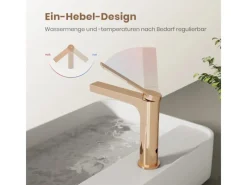 Emke Wasserhahn Waschbeckenarmaturen 195 x 173 x 46 mm Rosengold Mischbatterie Küchenarmatur mit Luftsprudler< Zubehör Für Küchenarmatur|Einhebelmischer