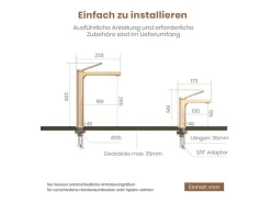 Emke Wasserhahn Waschbeckenarmaturen 195 x 173 x 46 mm Rosengold Mischbatterie Küchenarmatur mit Luftsprudler< Zubehör Für Küchenarmatur|Einhebelmischer