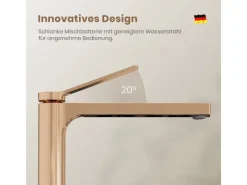 Zubehör Für Küchenarmatur|Einhebelmischer<Emke Wasserhahn Waschbeckenarmaturen 335 x 233 x 46 mm Rosengold Mischbatterie Küchenarmatur mit Luftsprudler