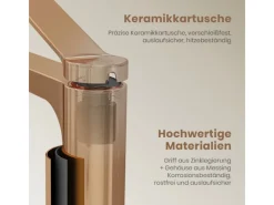 Zubehör Für Küchenarmatur|Einhebelmischer<Emke Wasserhahn Waschbeckenarmaturen 335 x 233 x 46 mm Rosengold Mischbatterie Küchenarmatur mit Luftsprudler