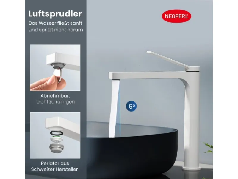 Emke Wasserhahn Waschbeckenarmaturen 335 x 233 x 46 mm Weiß Mischbatterie Küchenarmatur mit Luftsprudler< Zubehör Für Küchenarmatur|Einhebelmischer
