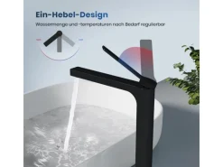 Einhebelmischer|Zubehör Für Küchenarmatur<Emke Wasserhahn Waschbeckenarmaturen 335 x 233 x 46 mm Schwarz Mischbatterie Küchenarmatur mit Luftsprudler
