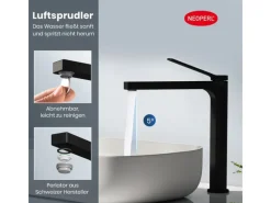 Einhebelmischer|Zubehör Für Küchenarmatur<Emke Wasserhahn Waschbeckenarmaturen 335 x 233 x 46 mm Schwarz Mischbatterie Küchenarmatur mit Luftsprudler