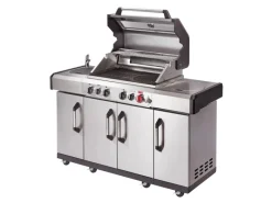 Sale Enders Gasgrill Kanasas II Pro 4 SIK Profi Turbo 4 Brenner & Seitenkocher Silber