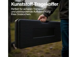 EVOCAMP Kochfelder<Camping Gaskocher 2-Flammig mit Grillaufsatz 45 cm und 2 227 g Gaskartuschen MSF-1a