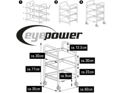 eyepower Servierwagen|Küchenhelfer<Servierwagen mit 3 Etagen 60 x 35 x 77 cm