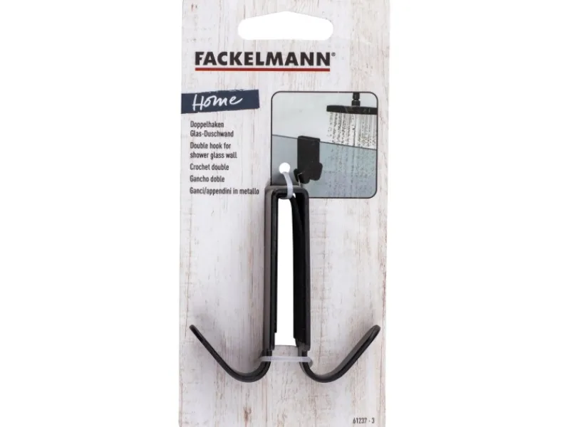 Best Fackelmann Doppelhaken Duschwand Schwarz