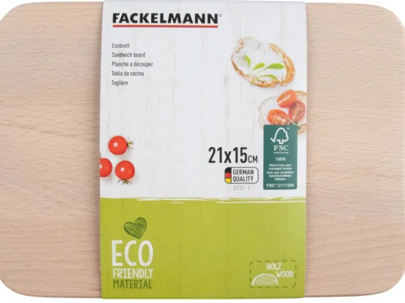 Fackelmann Küchenhelfer<Essbrett Fair klein 15 cm x 21 cm Buche