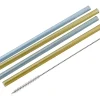 Fackelmann Küchenhelfer<Glastrinkhalme 20 cm Gelb-Blau 4 Stück inkl. Bürste