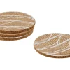 Discount Fackelmann Glasuntersetzer 9 cm Kork mit weißem Design 4 Stück