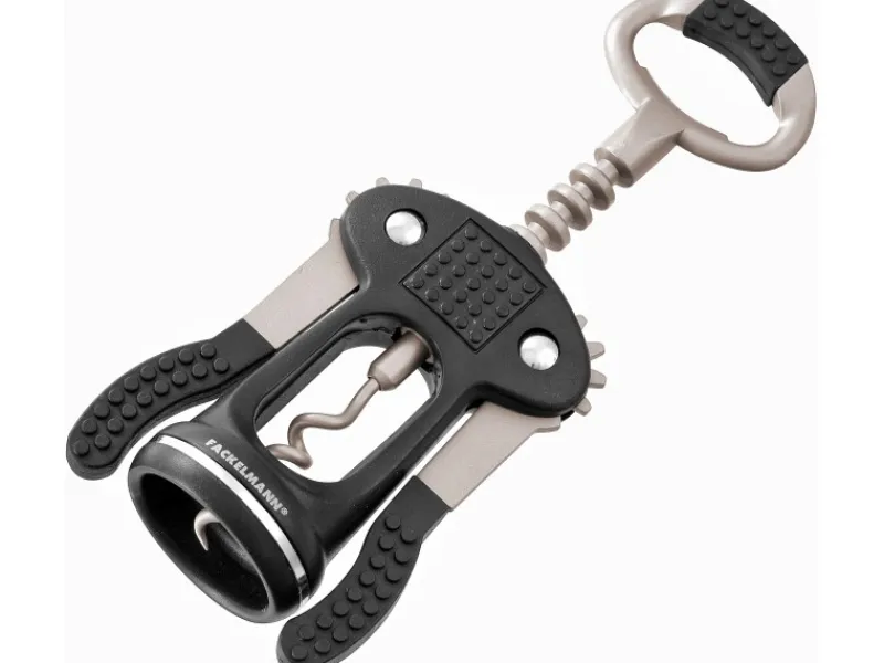 Clearance Fackelmann Hebkorkenzieher mit Flaschenöffner 17 cm Schwarz-Grau
