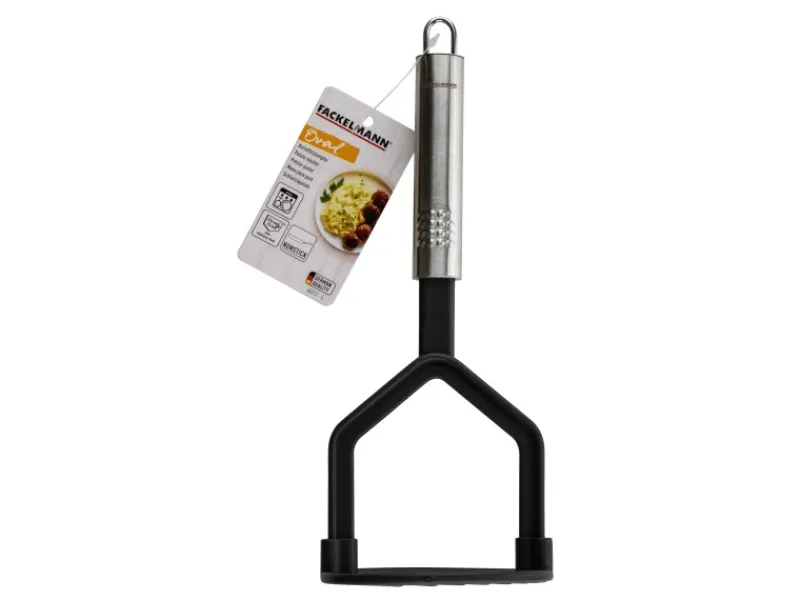 Fackelmann Küchenhelfer<Kartoffelstampfer mit Ovalgriff 25 cm Silber-Schwarz