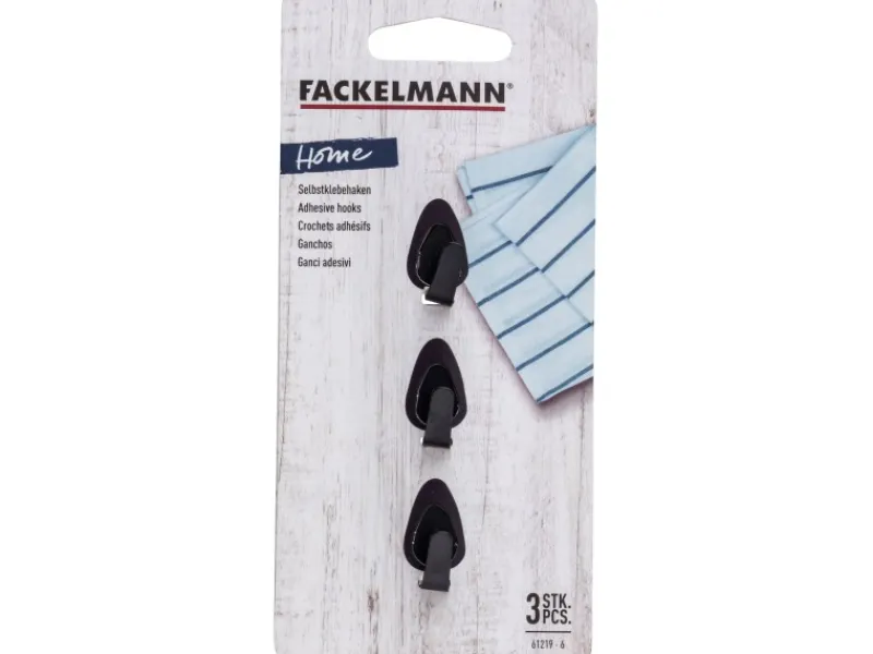 Fackelmann Küchenhelfer<Ovalklebehaken Schwarz 3 Stück 2,8 cm