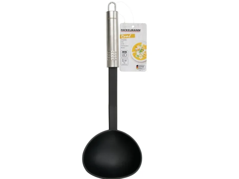 Fackelmann Schöpflöffel mit Ovalgriff 30 cm Silber-Schwarz