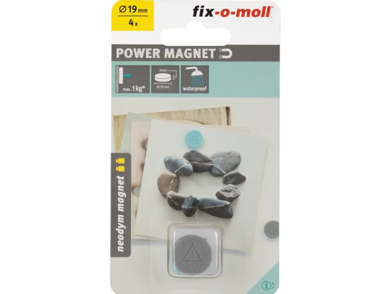 fix-o-moll Kühlschränke<Magnetscheibe Neodym in Siliconhaut Ø 19 mm x 4 mm Grau/Türkis