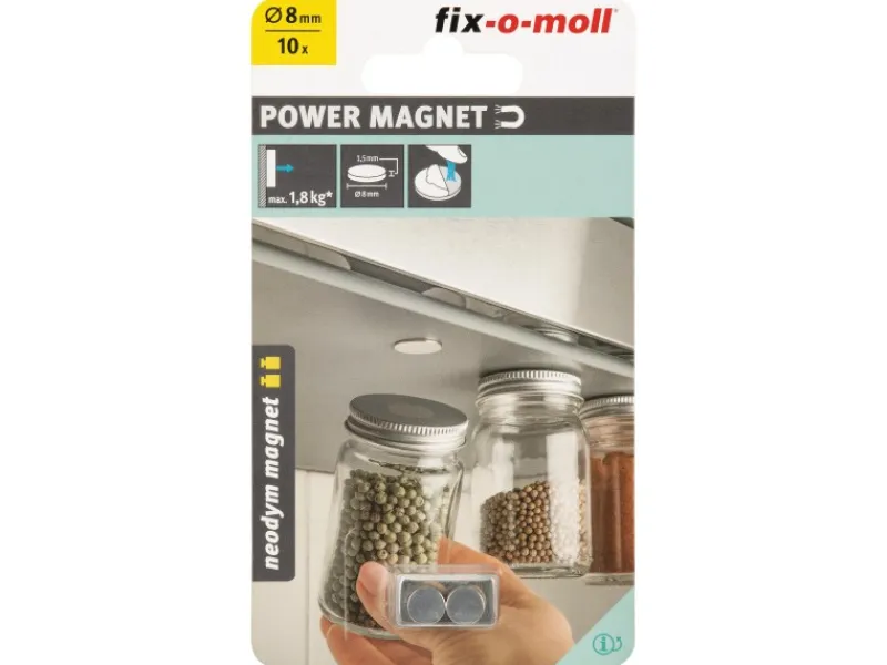 New fix-o-moll Magnetscheibe Neodym Klebend 1,5 mm x Ø 8 mm Silber 10 Stück