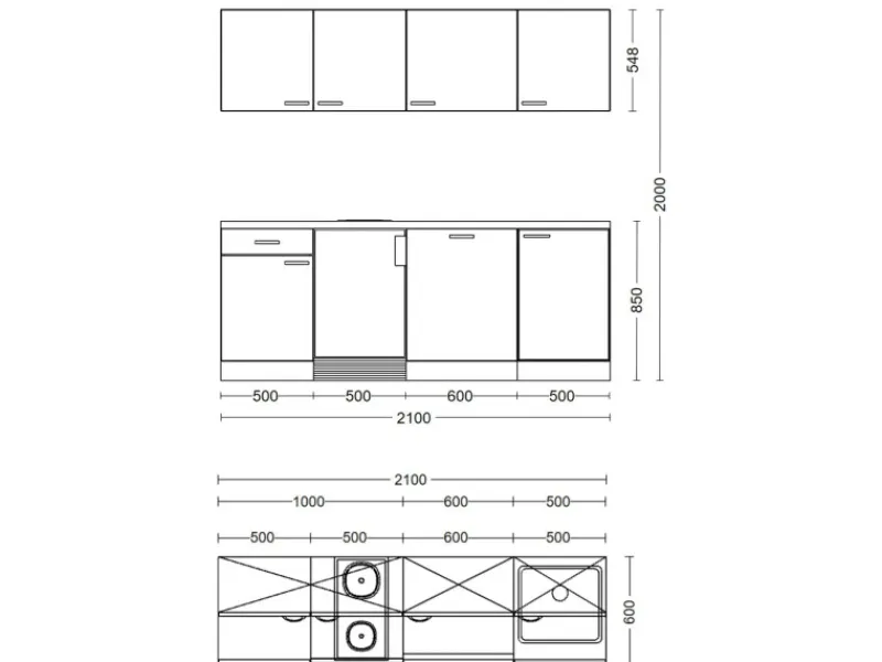 Sale Flex-Well Classic Büroküche Wito 210 cm Weiß