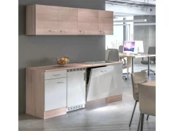 Flex-Well Classic Single-Küchen|Einbauküchen<Büroküche Florida 210 cm Weiß-Sonoma Eiche