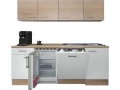 Flex-Well Classic Single-Küchen|Einbauküchen<Büroküche Florida 210 cm Weiß-Sonoma Eiche