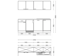 Flex-Well Classic Single-Küchen|Einbauküchen<Büroküche Florida 210 cm Weiß-Sonoma Eiche