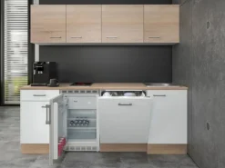 Discount Flex-Well Classic Büroküche Florida 210 cm Weiß-Sonoma Eiche