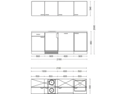 Discount Flex-Well Classic Büroküche Florida 210 cm Weiß-Sonoma Eiche