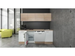 Discount Flex-Well Classic Büroküche Florida 210 cm Weiß-Sonoma Eiche