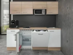 Best Flex-Well Classic Büroküche Florida 210 cm Weiß-Sonoma Eiche