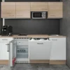 Flex-Well Classic Kochfelder|Kühlschränke<Büroküche Florida 210 cm Weiß-Sonoma Eiche