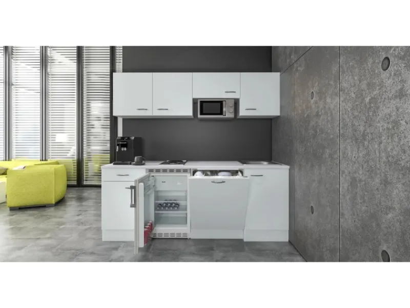 Flex-Well Classic Kochfelder|Kühlschränke<Büroküche Wito 210 cm Weiß