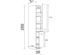 Sale Flex-Well Classic Küchen-Apothekerschrank Nano 200 cm x 30 cm x 57 cm Buche