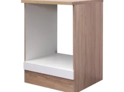 Flex-Well Classic Herde<Küchen-Herd-Umbauschrank Florida 60 cm Weiß-Sonoma Eiche