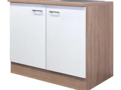 Hot Flex-Well Classic Küchen-Spülenunterschrank Florida 100 cm Weiß-Sonoma Eiche