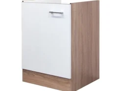 Flex-Well Classic Küchenschränke<Küchen-Spülenunterschrank Florida 50 cm Weiß-Sonoma Eiche