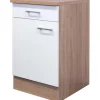 Flex-Well Classic Küchen-Unterschrank Florida 50 cm Weiß-Sonoma Eiche< Pantryküchen|Einbauküchen
