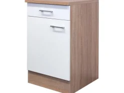 Flex-Well Classic Küchen-Unterschrank Florida 50 cm Weiß-Sonoma Eiche< Pantryküchen|Einbauküchen